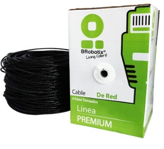 Bobina UTP - CAT5e, 100 m, Exterior Doble Forro, Negro, CCA, BROBOTIX 055100 Bobina UTP - CAT5e, 100 m, Exterior Doble Forro, Negro, CCA, BROBOTIX 055100